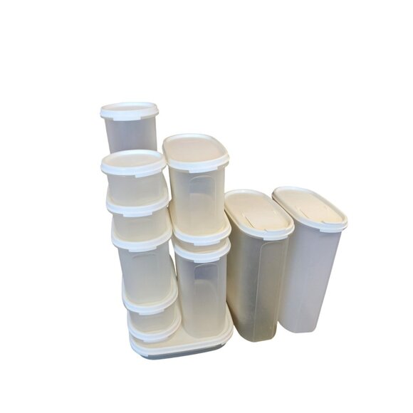 Tupperware Modular Mate Storage Containers With Lids - Assorted Sizes - White - Picture 1 of 10